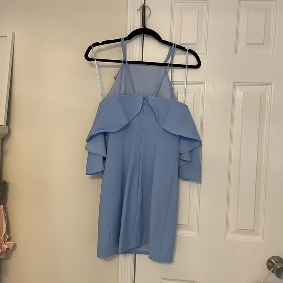 Endless Rose Flared Ruffled Dress. Color: Powder Blue. Size: XS - Picture 3 of 7